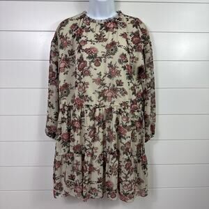 Wilfred by Aritzia Floral Print Oversized Lamare Dress Beige sz XXS